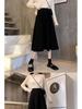 Women's Black Slimming High-Waisted A-Line Midi Skirt - Spring/Summer 2025 Collection