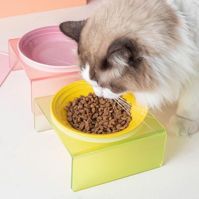Cat Food Tray Nordic Style Ceramic Bowl Available In Multiple Colors Pet Bowl Water Bowl Cat and Dog Food Bowl Acrylic Stand