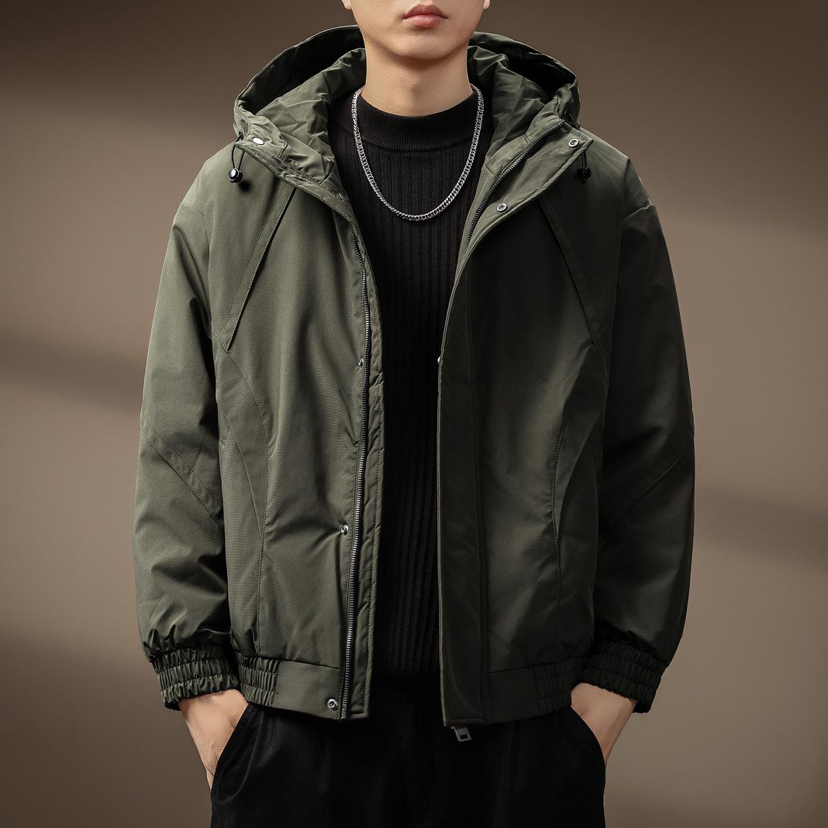

Men s Winter Retro Hooded Cotton Jacket - Thick, Warm, Casual Outdoor Top L suitable for 130-150 lbs