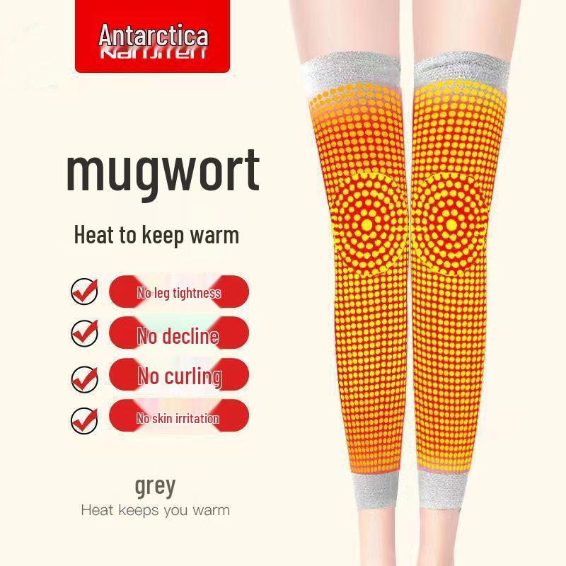 Mugwort Self-Heating Knee Pads for Men & Women - Warm, Non-Slip, Pure Cotton, Thin, Cold Protection for Air-Conditioned Rooms