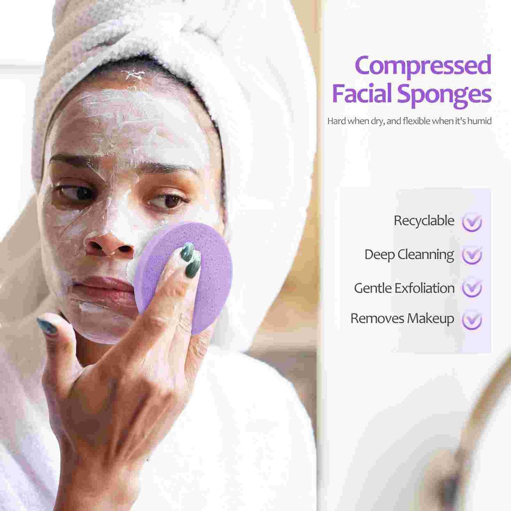 120 Pcs Facial Sponge Cleaning Supplies Makeup Sponges for Cleansing Disposable Washing Face Compressed Estheticians