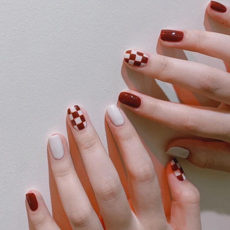 24 Stück Mandel Französische Press-On Nägel Abnehmbar Vollabdeckung Ballerina Falsche Nagelspitzen Für Damen Mädchen