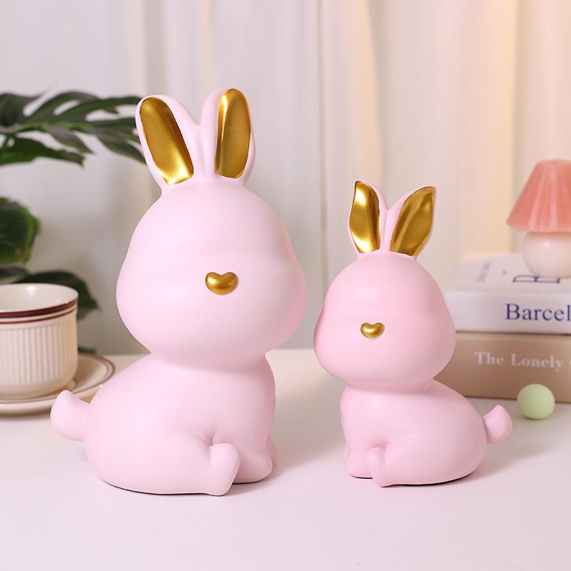 Cute Zodiac Rabbit Piggy Bank Resin Home Decor & Gift