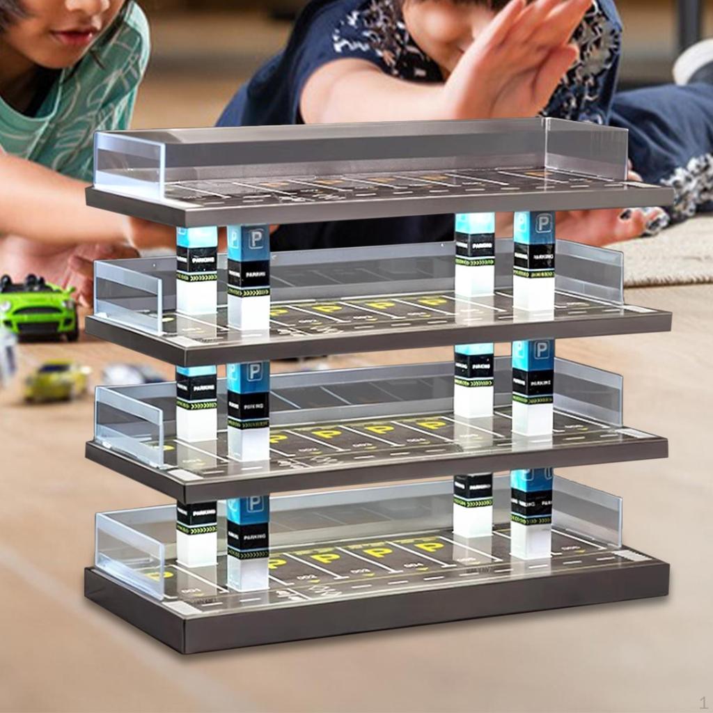 1/64 Car Model Showcase with Light for Alloy Vehicles Protection Stand