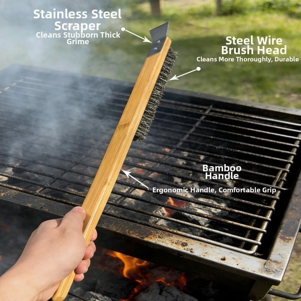 Grill Scraper Grill Cleaning Brush Copper Bristle Oven Cleaner Brush Wire Brush  Grill Maintenance