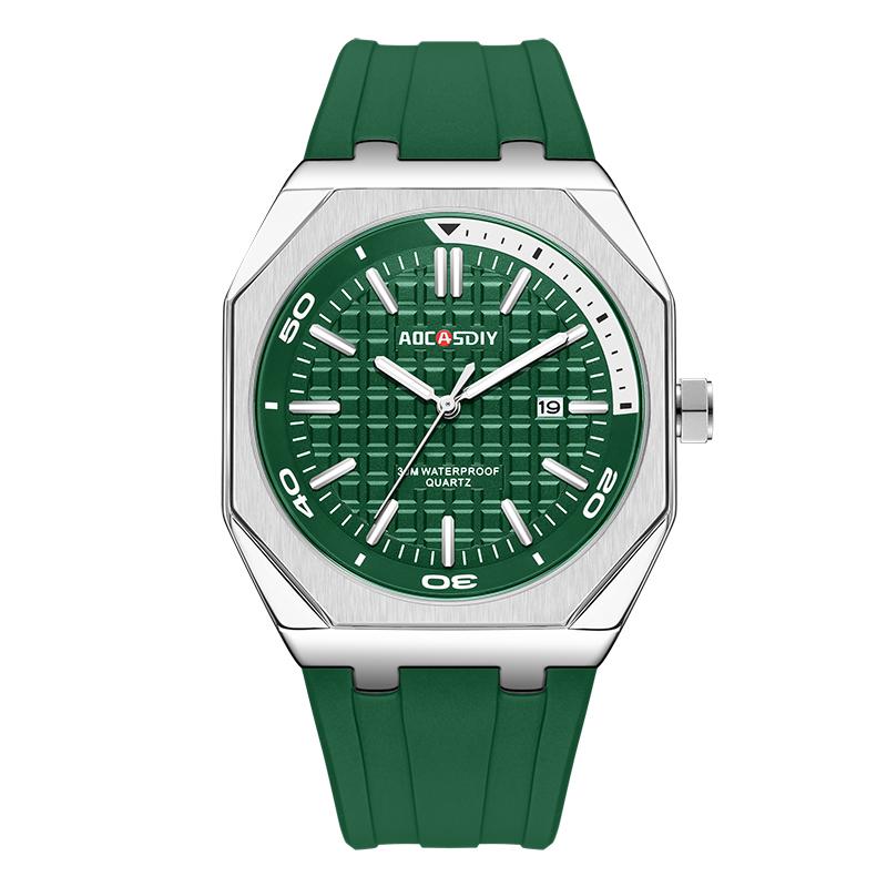 Aocasdiy Fashion Sport Watches for Men Silicone Strap Wristwatch Date Waterproof Chronograph Quartz Watch Men Clock reloj hombre
