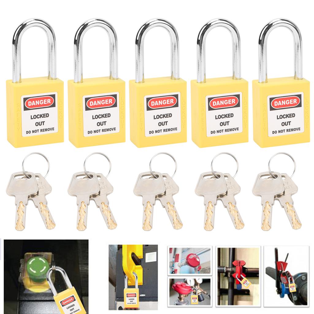 5 Sets 38mm Lockout Lock Insulation LOTO Nylon PA Steel for Nuclear Energy Logistics Transport