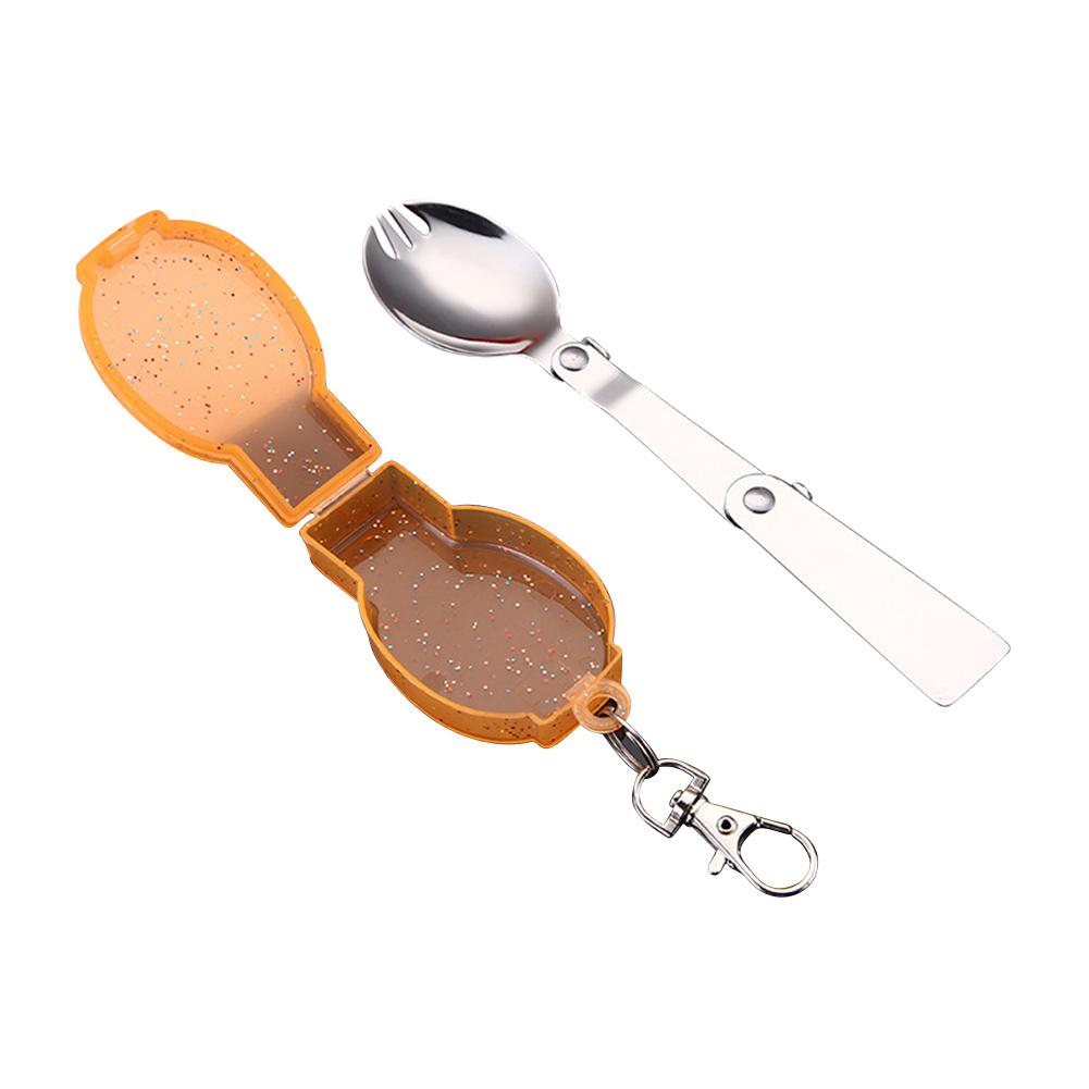 Stainless Steel Foldable Spoon Fork with Carrying Case Spoon and Fork All-in-one for Camping Travel and Other Outdoor Activities