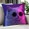 Cute A Cat With Glasses Cushion Cover Cushion Cover Set 4Pcs 50X50 45X45 40X40 Pillowcase Decorative Sofa Home Decor