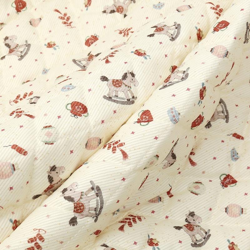 Year of the Horse Printed Thick Corduroy Quilted Cotton Fabric for Cotton Jackets Homewear Pants Pet Clothes DIY Sewing Fabrics