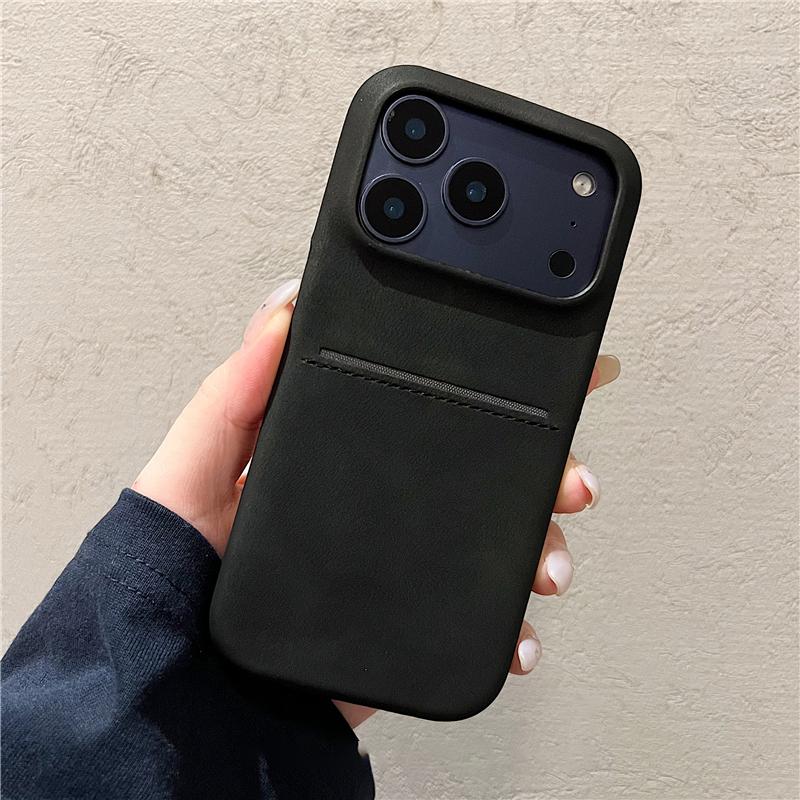 

Деловой Кошелек-держатель для карт из ПУ-кожи Чехол-бампер для iPhone 17 Air 16 15 14 13 12 Pro Max Plus Ударопрочный Матовый ПК Мягкая крышка iPhone 12