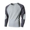Spring Fall Men Top Regular Fit Colorblocked Long-Sleeve T-Shirt Buttoned Round Neck Patch Decor Casual Sports Parties T-shirt
