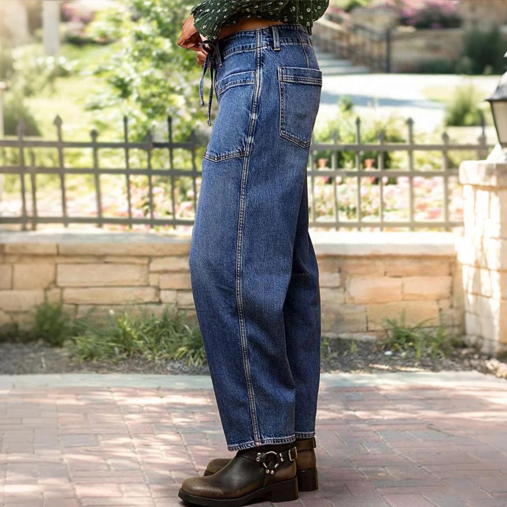 Women's High Waist Washed Women's Jeans Fashionable Versatile Straight Leg Pants