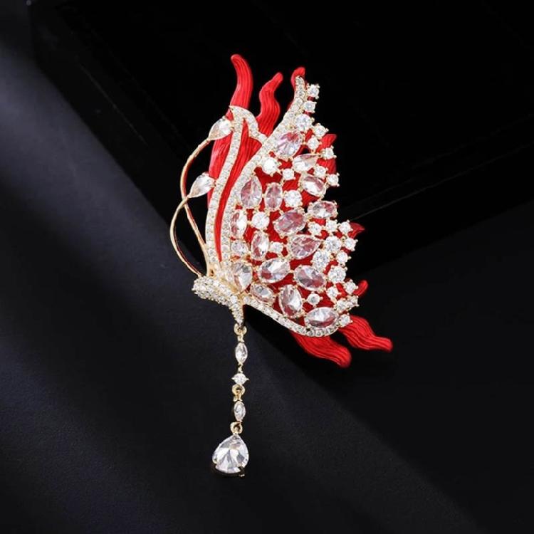 Crystal Rhinestones Butterfly Brooch Fashionable Evening Wear Lapel Pin Clothing Accessories Social Event Jewelry