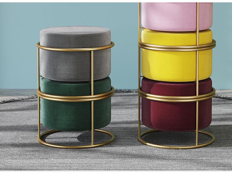 Solid Wood Round Stool - Light Luxury Shoe Changing/Footrest, Living Room/Entryway Bench/Pier, Coffee Table Accent.