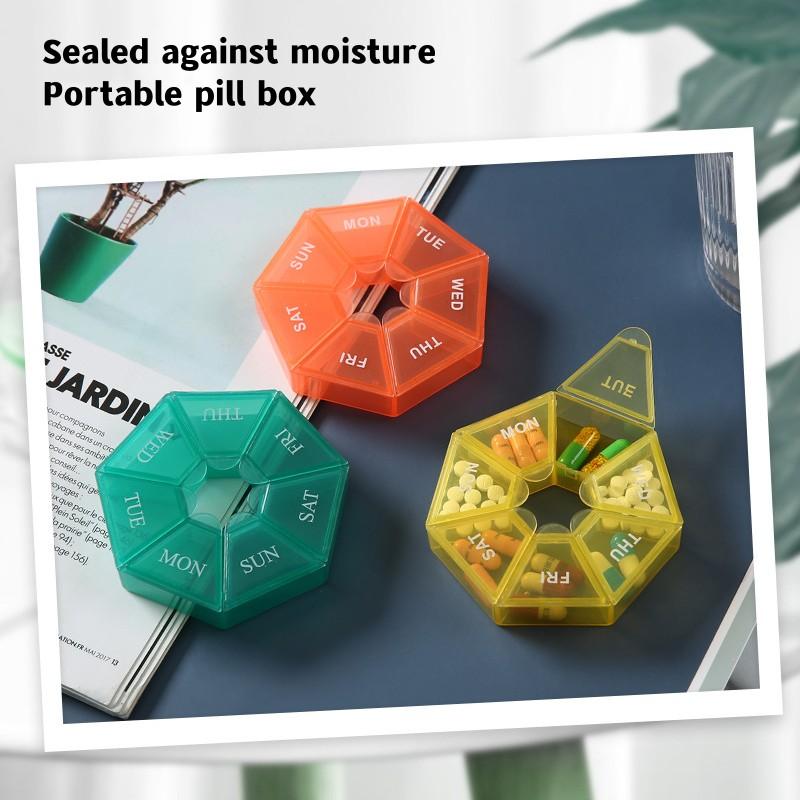 Portable Pill Case Plastic 7Days Tablet Vitamin Small Pill Box 1Week Grid Plastic Box Color Transparent Pill Box Storage Tablet