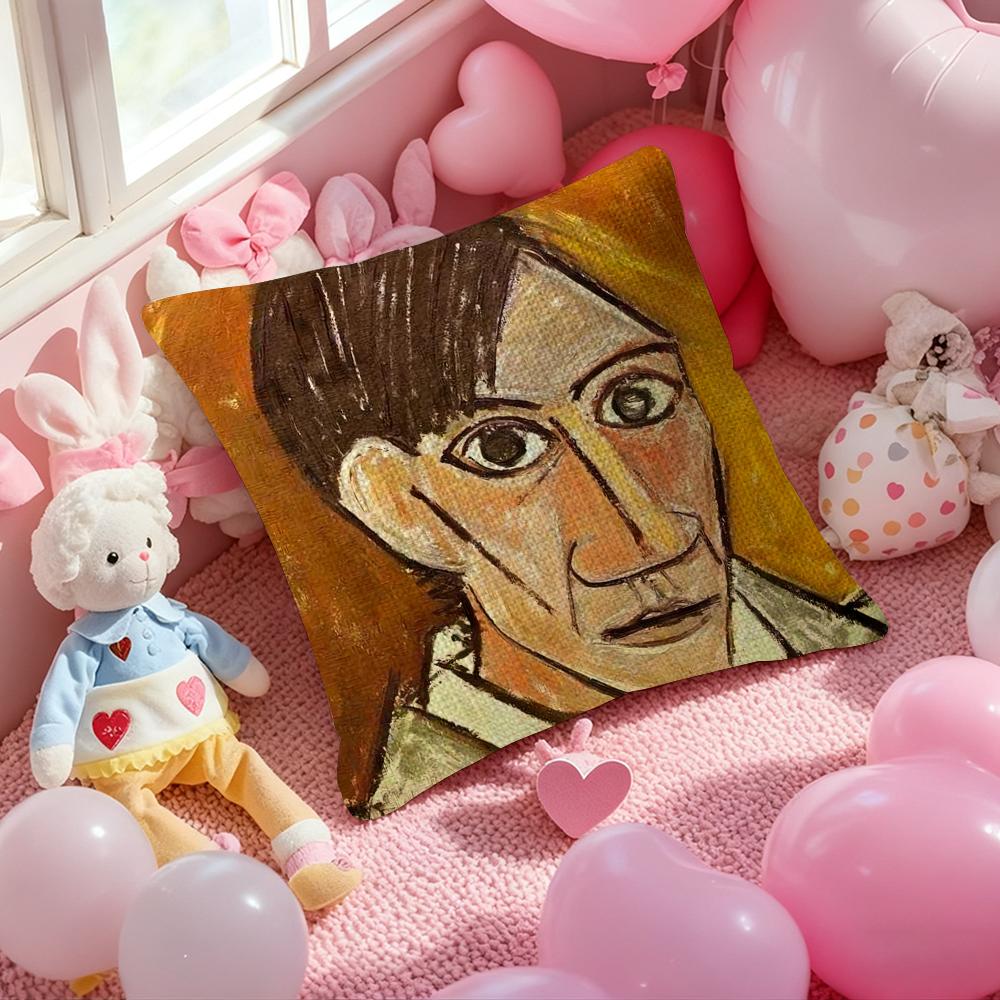 Picasso Pillow Case Antidustmite Pillowcase Invisible Zipper Silky Short Plush Sofa Cushion Cover