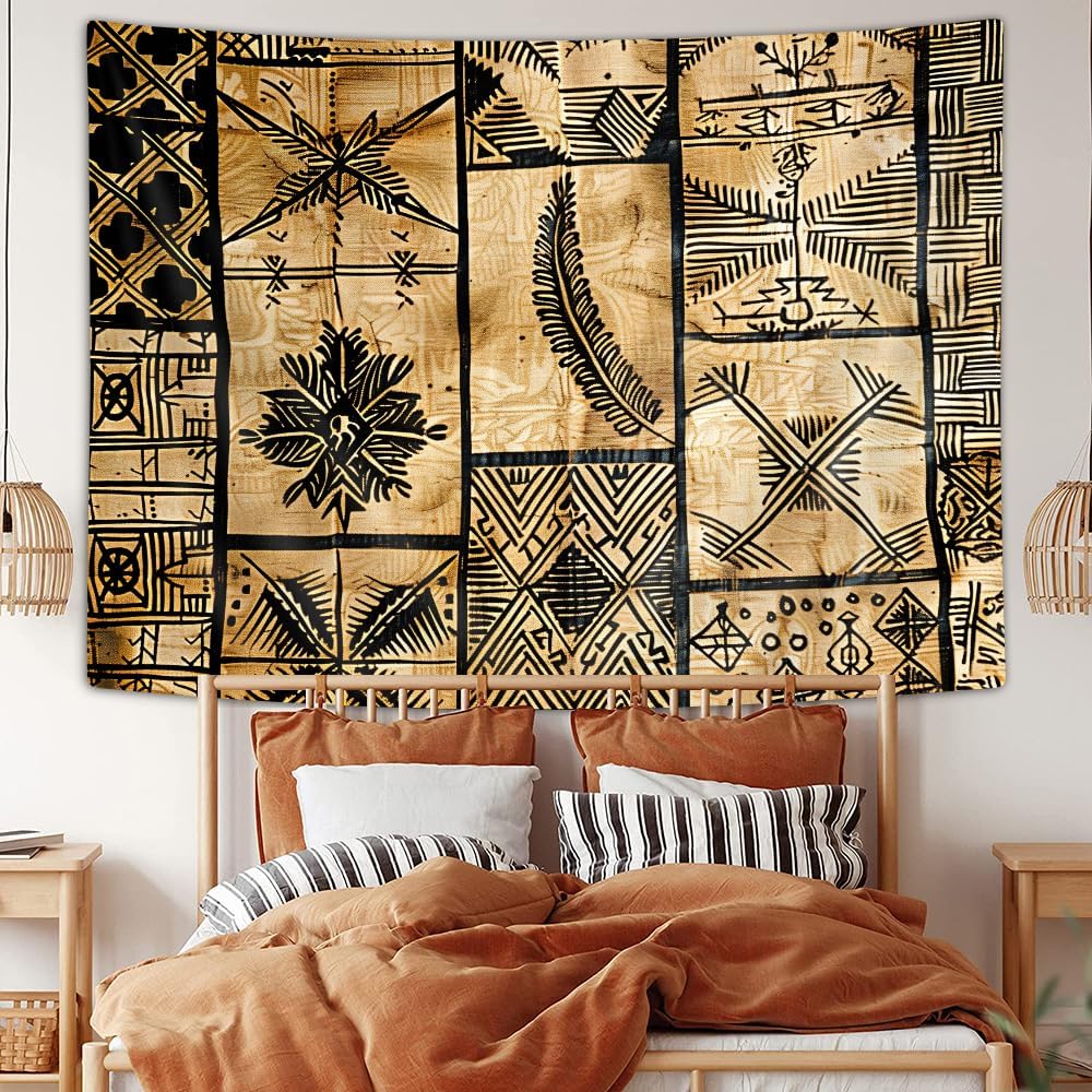 African Mud Cloth Wall Tapestry Tribal Pattern Art Ethnic Decor Boho Living Room Hanging Traditional African Design