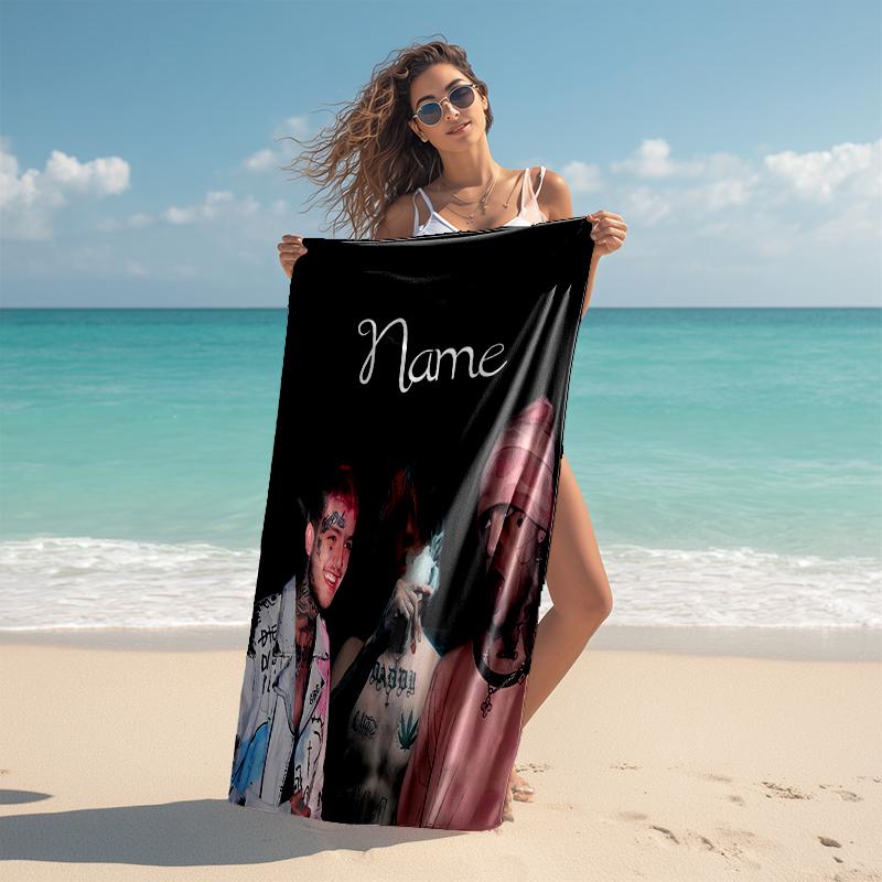 Personalized customized proof beach towel with Lil Peep pattern - soft, absorbent,quick-drying,perfect swimming,camping&bathing