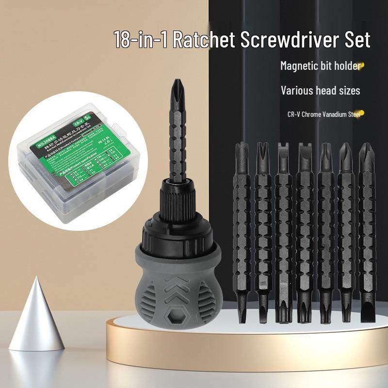 Telescopic Ratchet Screwdriver Set with German Irregular Bits