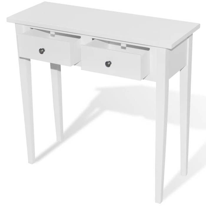 VidaXL Table de console et coiffeuse avec 2 tiroirs Blanc