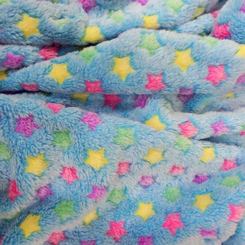 160x100cm Flannel Fleece DIY Fabric Double Side Soft Star Printed Plush Blanket Jacquard Printing Colorful Star Home Material
