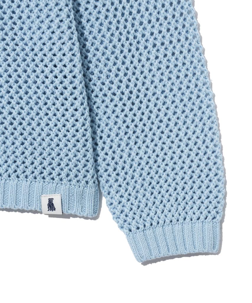 YALE Mesh Hooded Knit Zip-Up Sky Blue