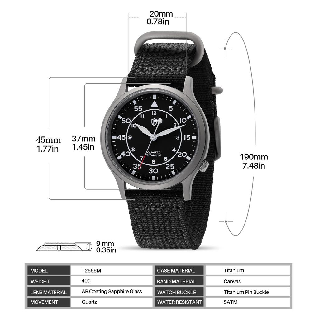 BERNY Watch Men Watch Watch Watch Titanium Watch Japanese Sweep Second Quartz Movement Titanium Analog Quartz Watch Water Resistant To 5 ATM Made of