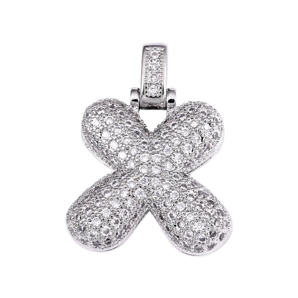 Cross Hip Hop Copper Zircon 26-Letter Pendant Necklace