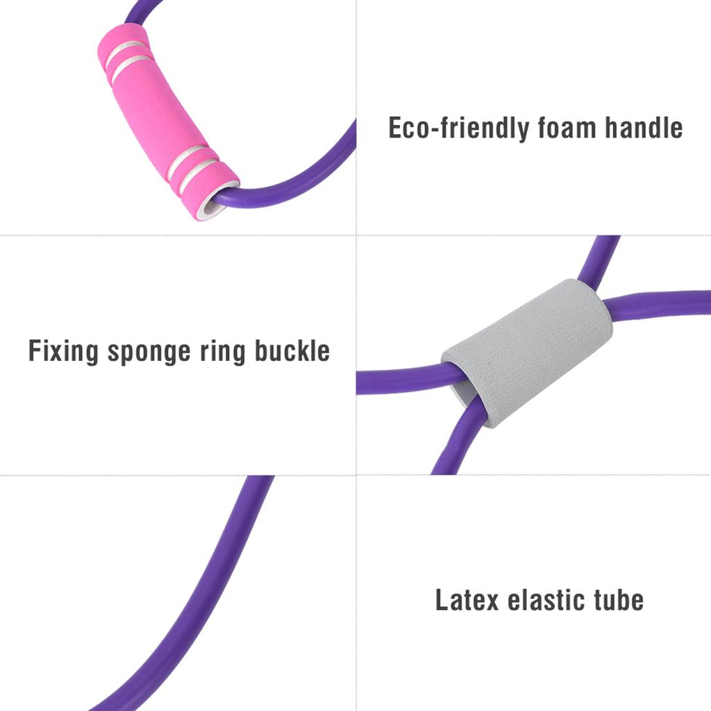 2Pcs 8-Shaped Pull Rope Chest Expander Elasticity Belt Stretching Strap Yoga Fitness Equipmentpurple