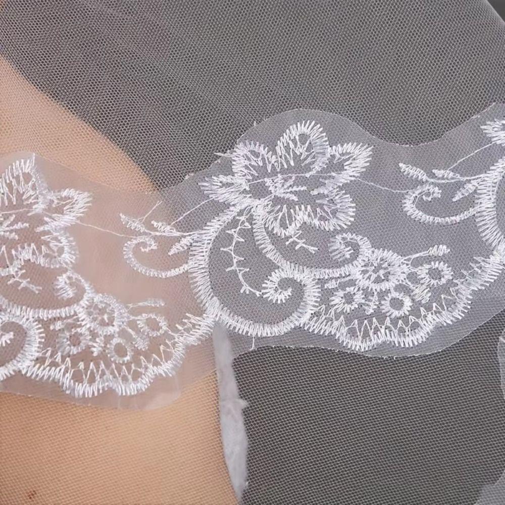 Lace Embroidery Edge Tulle Bride Veils White Ivory Wedding Veil New Photo Veil