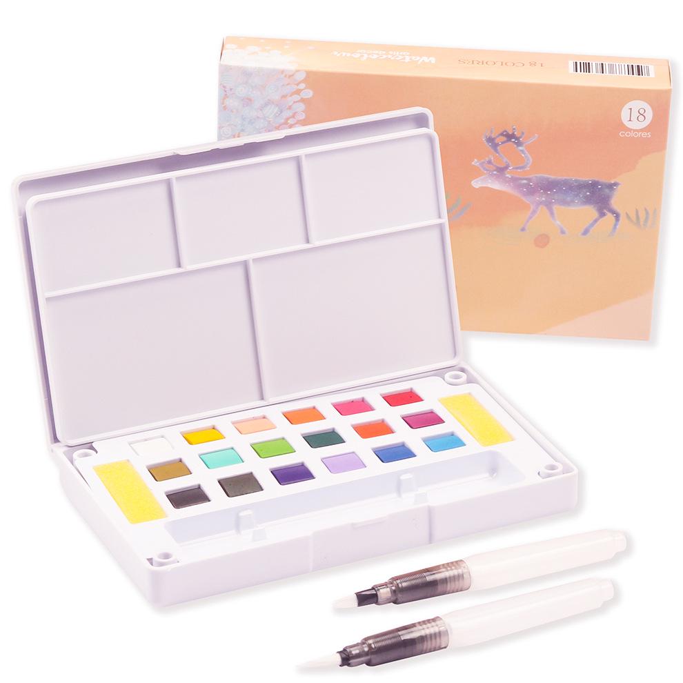 

Portable Watercolor Gouache Paint Set - 12/18/36 Colors with Water Brush