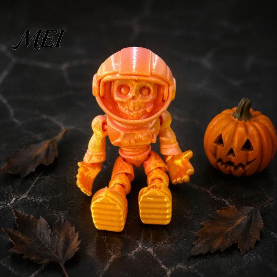 3D-gedruckte Skelett-Dekoration Schädel-Astronauten-Figur, Gelenkige Space-Man-Actionfigur, Schaufenster-Dekoration Halloween Bewegliche Gelenke für