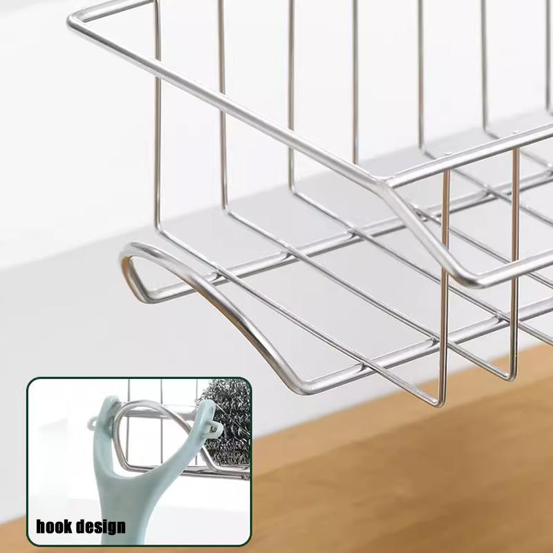 Faucet Rack Kitchen Stainless Steel Sink Storage Rack Household Sponge Rag Dishcloth Drain Rack Hanging Basket