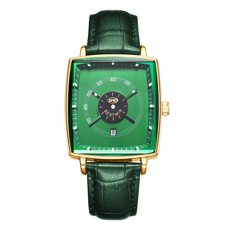 High-End Men'S Quartz Movement Watch Fashion Square Disc Belt Watch