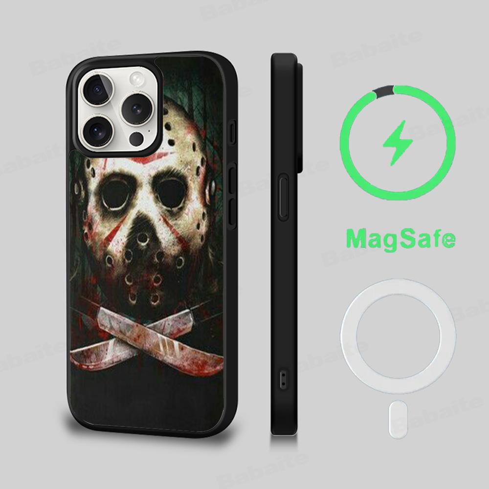 

Чохол для телефону J-Jason V-Voorhees Magesafe Магнітний Бездротова Зарядка Чохол Для iPhone 16 11 12 13 14 15 Pro Max Plus Mini iPhone 11Pro Max