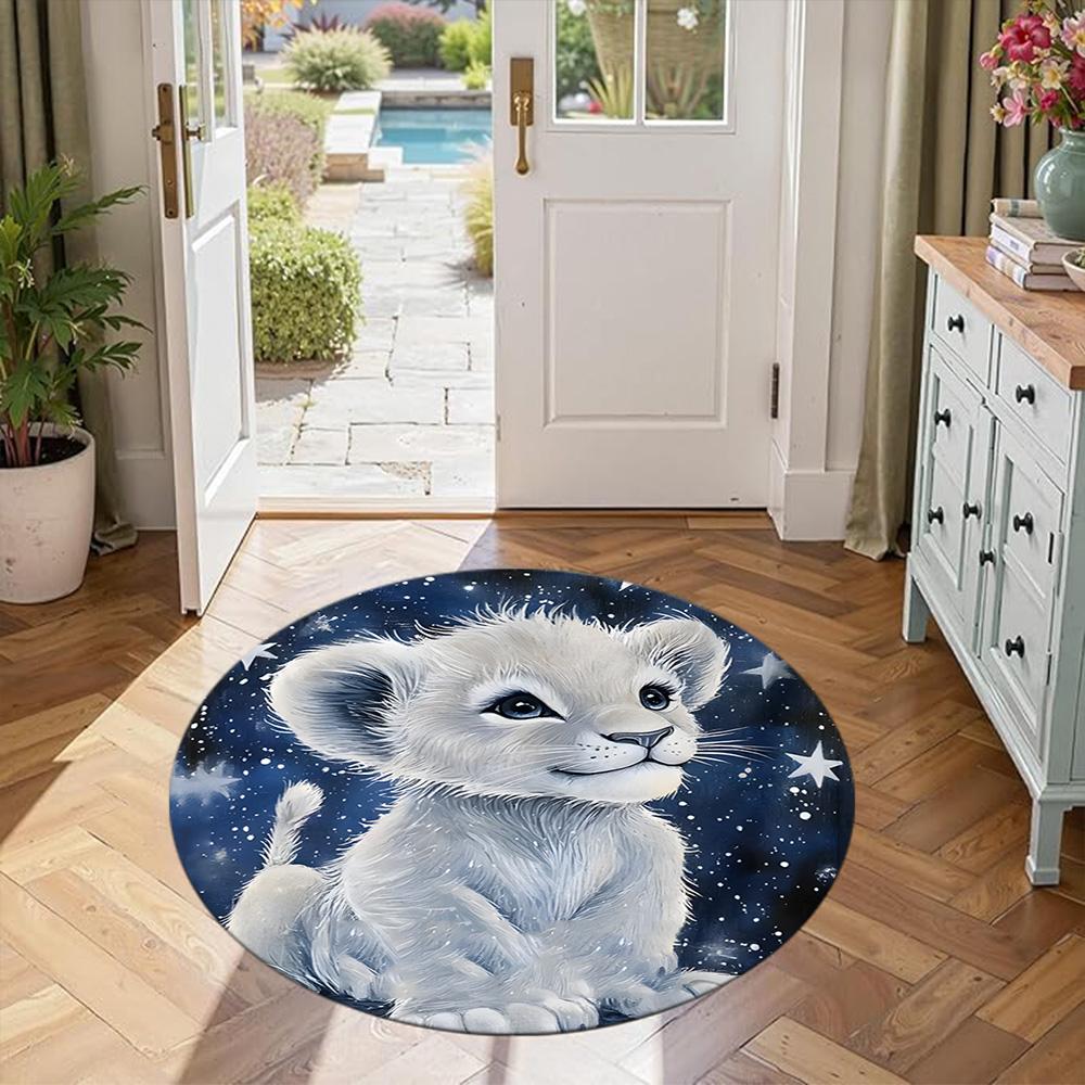 Lion Round Area Rug Perfect for Bedrooms Decorate room Dormitory Dining Room Anti-slip Round Rug Anime Office Decor