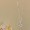 "Gentle Dance" Zircon Clover Flower Pendant Necklace - Elegant, High-End Clavicle Chain for Women