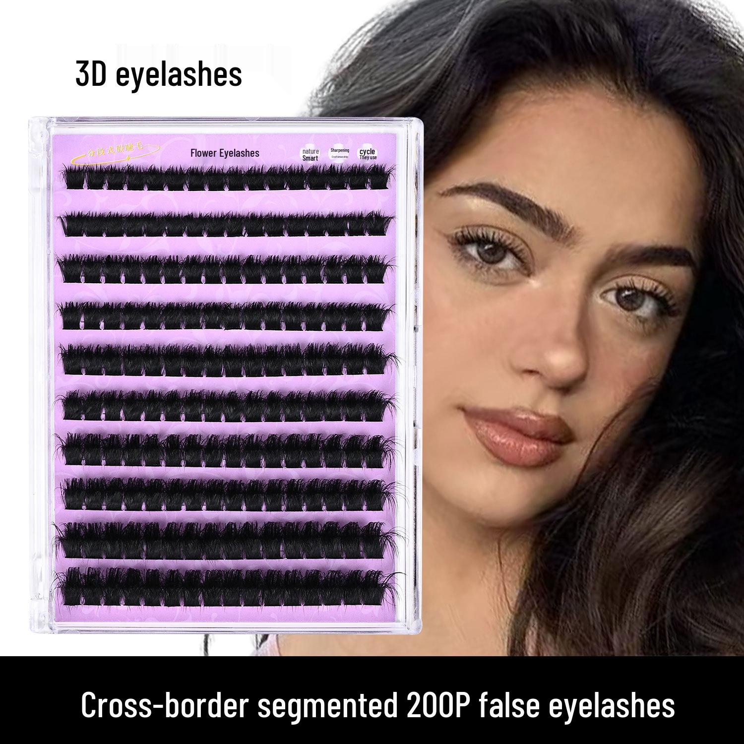 

3D 10-Row Dense False Eyelashes for Stage Makeup - 200 Pieces, Long and Thick