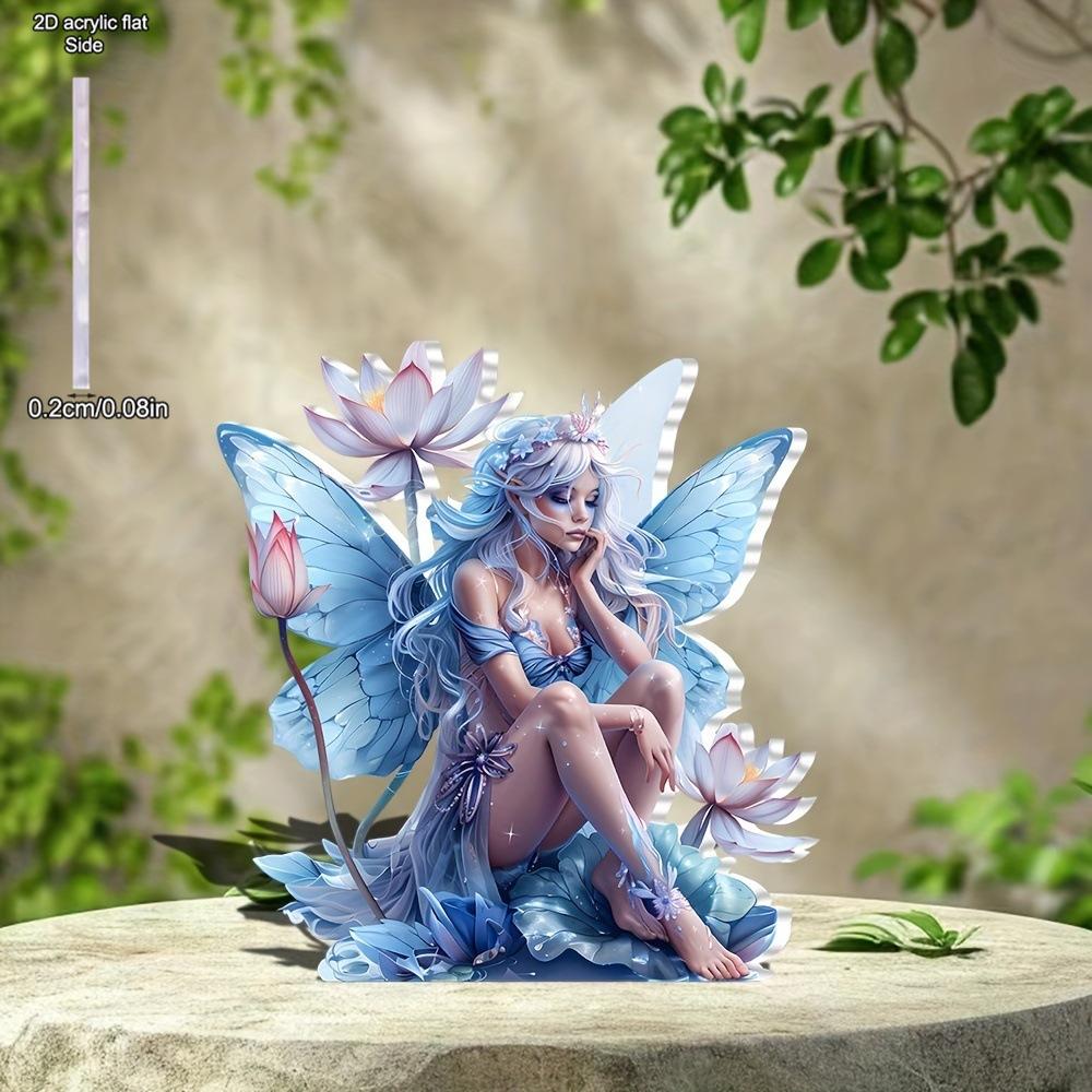 

2D Flat Acrylic Flower Fairy Decoration, Indoor and Outdoor Decoration - No Battery/electricity Required, Free Day Decoration, Shop Decoratio 20*18cm