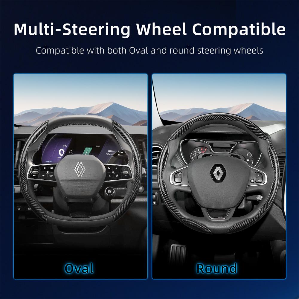 EXHN9 Suitable for Renault Carbon Fiber Texture Steering Wheel Cover with Segmented Quick-Release Design Sandero Clio Duster 
