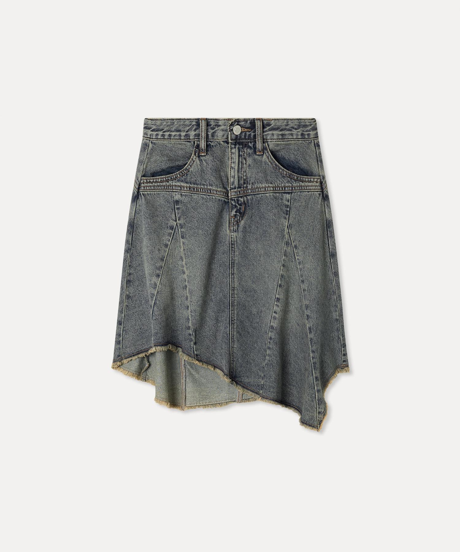 MIXXO Asymmetrical Midi Denim Skirt_Miwwjg911J (Vi)Vintage