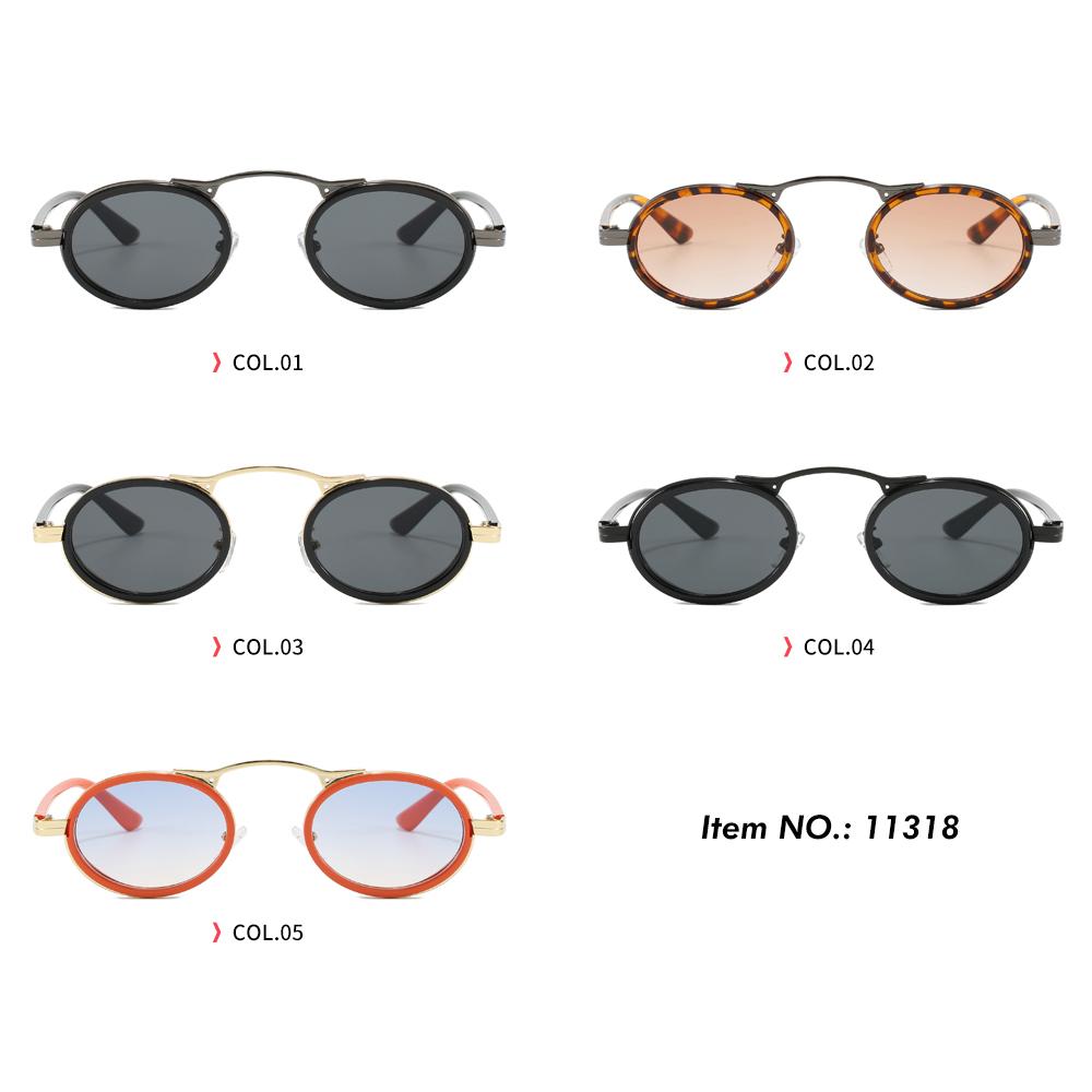 Superhot Eyewear 11318 Fashion 2023 Retro Luxury Metal Steampunk Style Small Oval Sunglasses