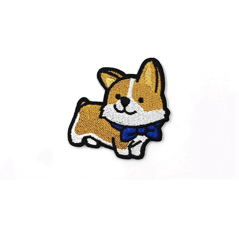 Aufnäher Tier Corgi Dackel Corgi Abzeichen Aufbügler für Kleidung Aufnäher Kleidung Stickerei Nähen Stoff Hundemuster Applikationen