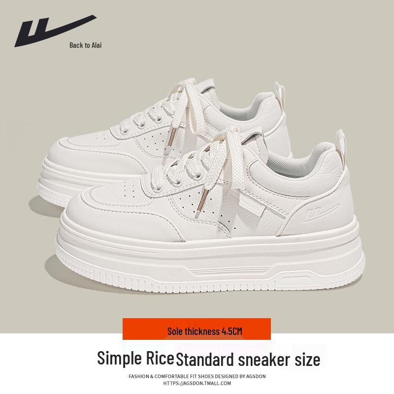 Women s 2025 Winter Warm White Fleece Lined Height-Boost Casual Sneakers 36