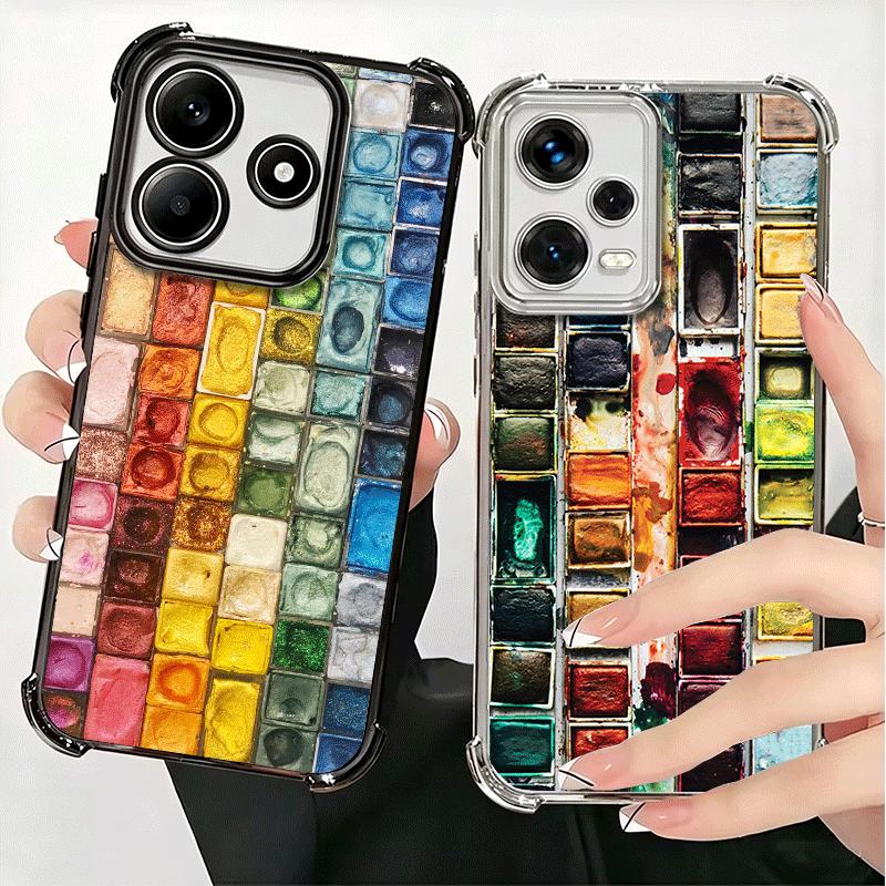 Watercolors Set Paint Palette Soft Phone Case For Xiaomi Redmi Note 14 15 Pro Plus 13 12 11S 11T 5G 10 9S 9 Plating Anti-Fall Fu