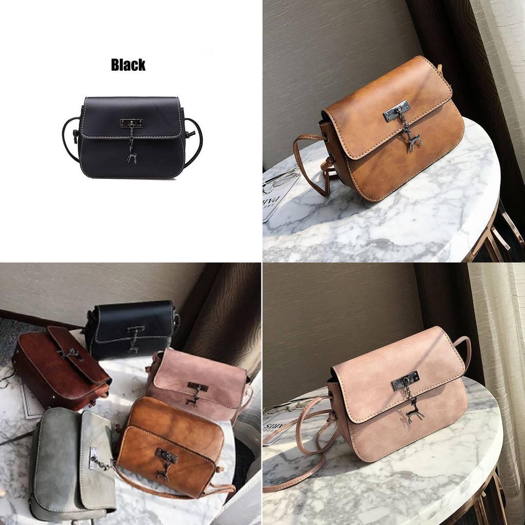 European And American Retro Style Small Saddle Bag With Deer Pendant Pu Shoulder Bag