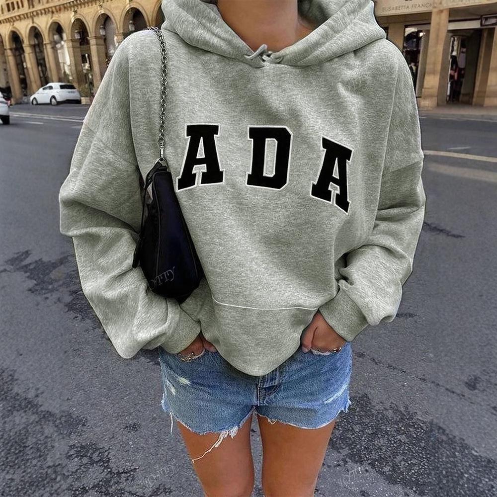 2026 Trendy Women's Casual Loose Fit Letter Hoodie with Long Sleeves – European & American Spring Fashion