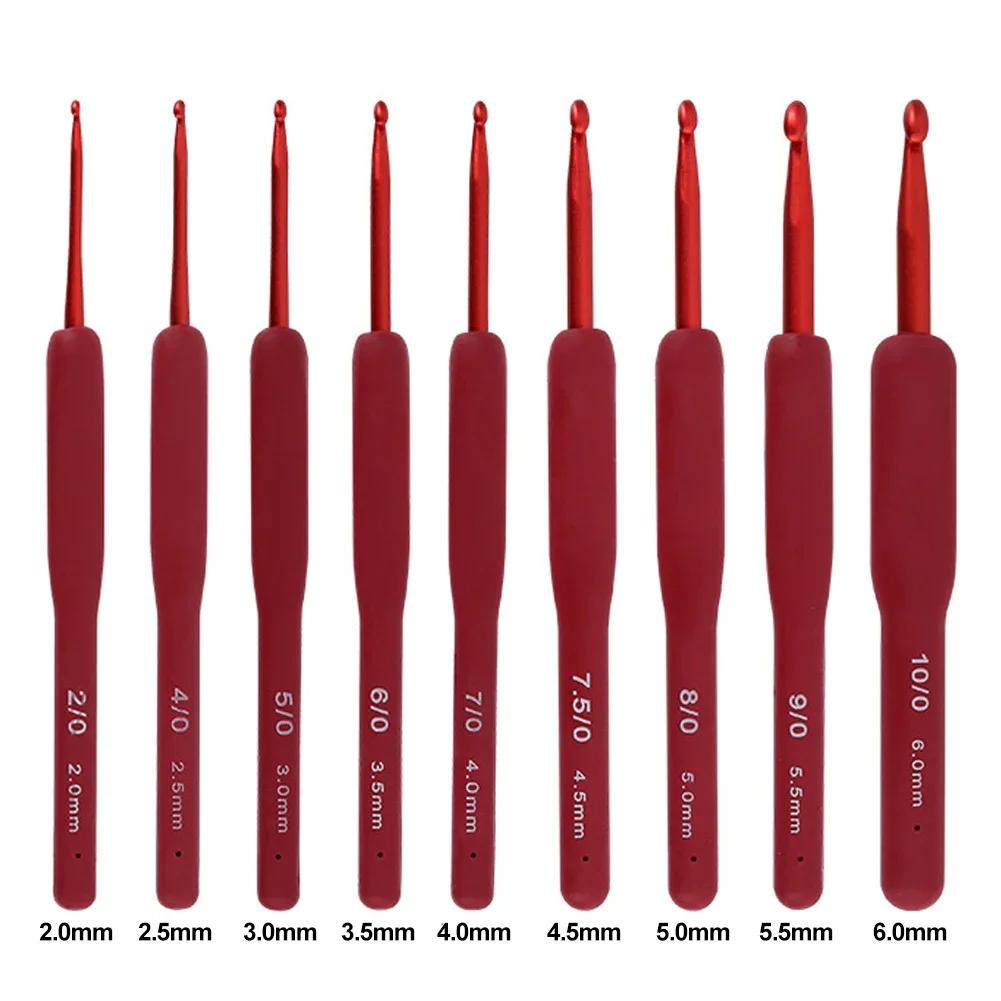 Simple Rubber Crochet Hooks Set Needle Handle Frosted Aluminum Handmade DIY Hook Head Crochet Sweater Weaving