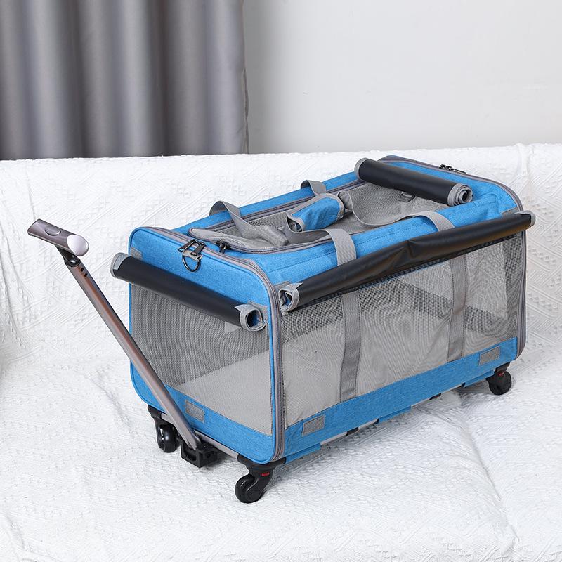 Foldable Pet Trolley: Breathable Cat & Dog Carrier